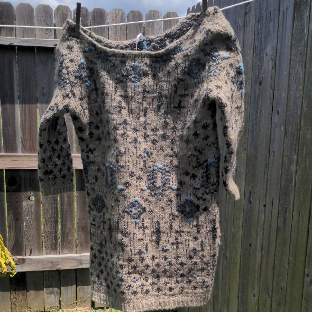 Free People Off-the-Shoulder Sweater - Gray and Blue